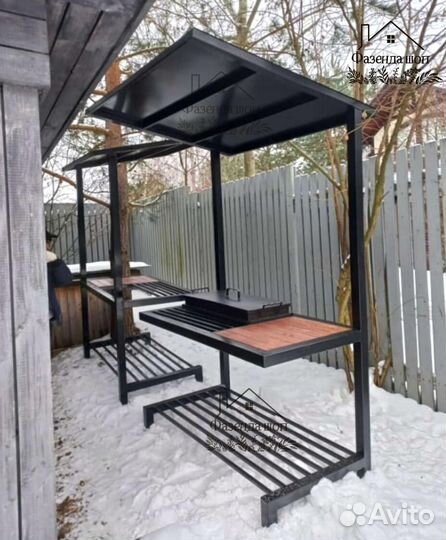 Мангал лофт с крышей