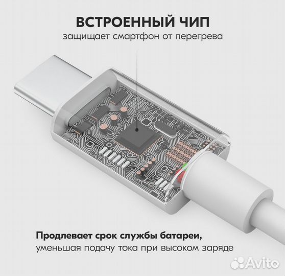 Кабель USB Type C, 1 метр, Быстрая зарядка Type C
