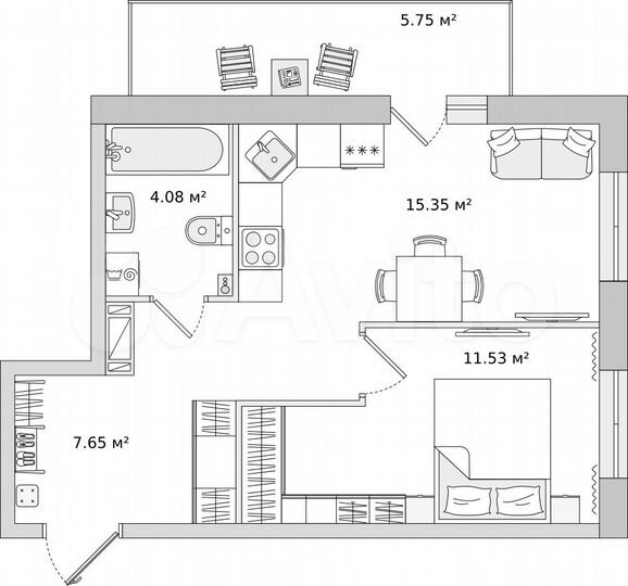 1-к. квартира, 44,7 м², 12/22 эт.