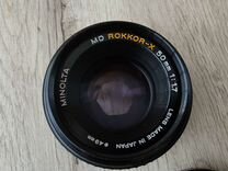 Объектив Minolta MD Rokkor-X 50mm f/1.7+переходник