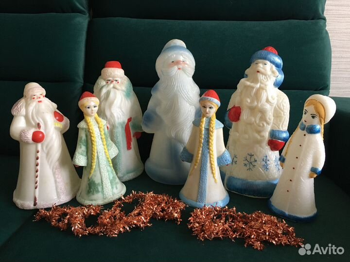 Елочные игрушки СССР Дед Мороз Снегурочка подставо