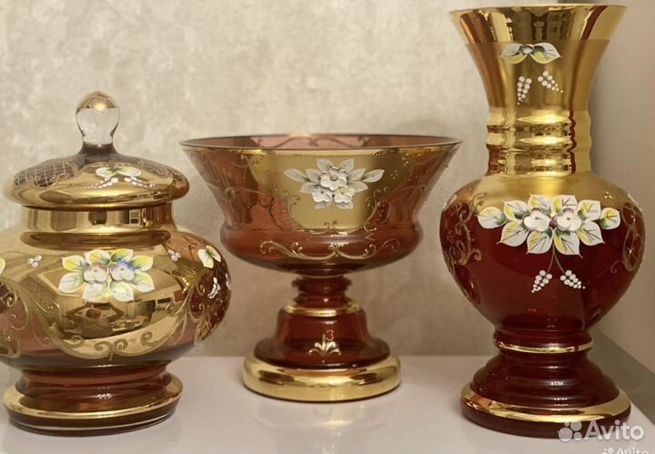 Богемия ваза рубин 26 см. Чехословакия