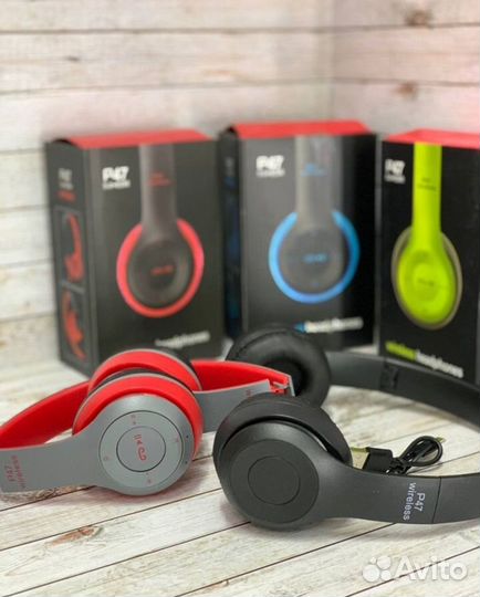 Беспроводные наушники P47 с микрофоном и радио