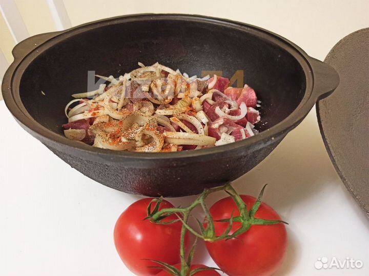 Казан чугунный 8л плоское дно