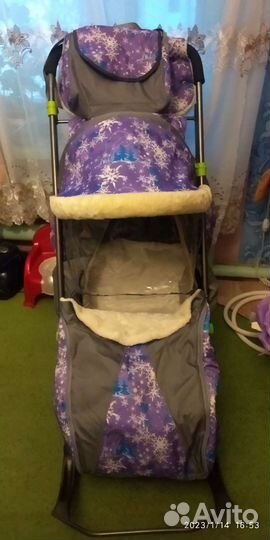 Детские санки коляска с колесами