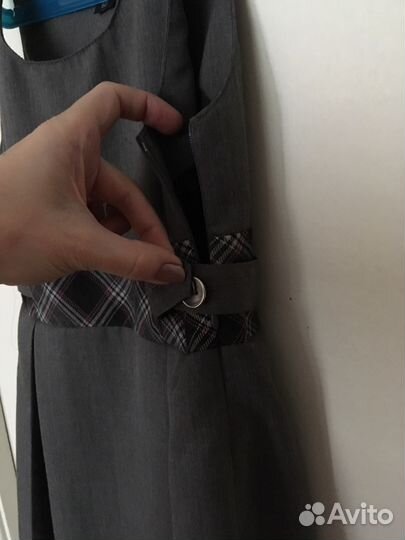 Сарафан серый школьный, рост от 125