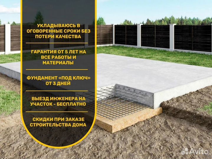 Монолитный фундамент под ключ с гарантией