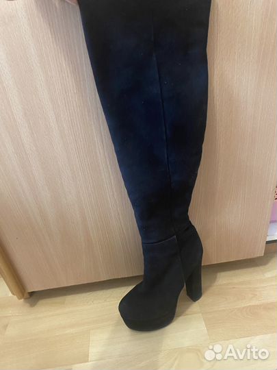 Ботфорты зимние 35-36, натуральная замша
