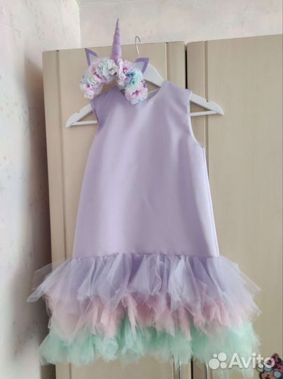 Платье для девочки на выпускной, единорожка 146