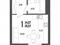 Квартира-студия, 28,3 м², 13/25 эт.