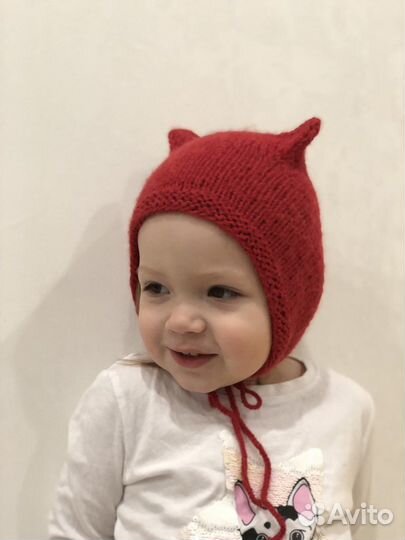 Детская шапочка на весну, чепчик с ушками