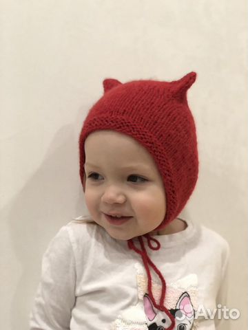 Детская шапочка на весну, чепчик с ушками