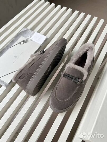 Женские Лоферы с мехом brunello cucinelli