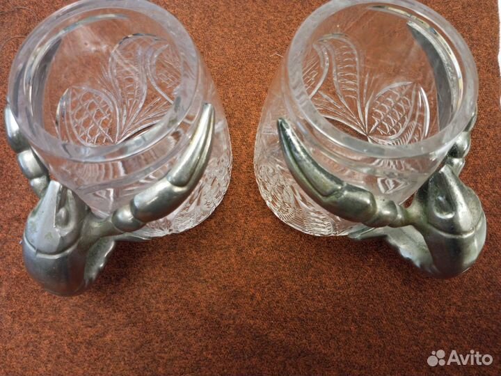 Пивная хрустальная кружка СССР с Раком