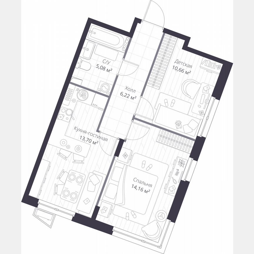 2-к. квартира, 49,8 м², 2/11 эт.