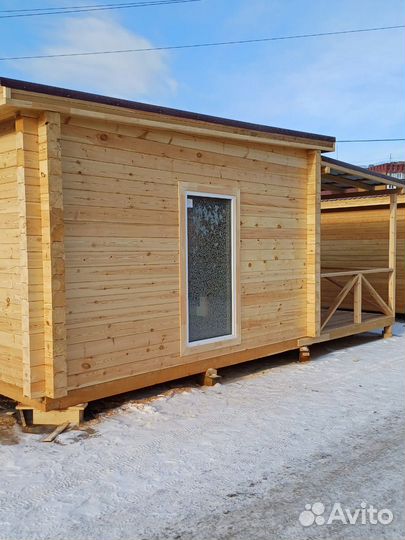 Брусовой Домик- Бытовка с террасой под ключ