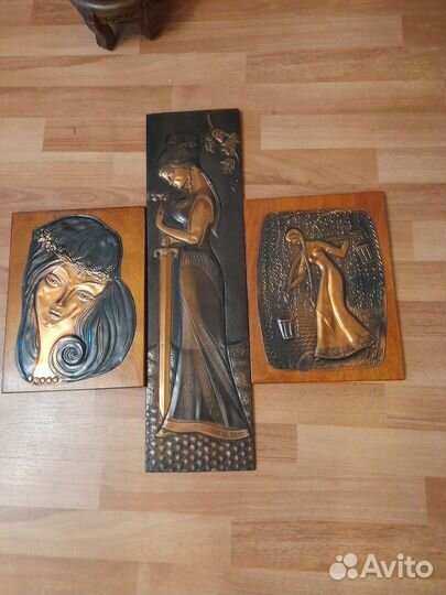 Деревянное панно с чеканкой СССР