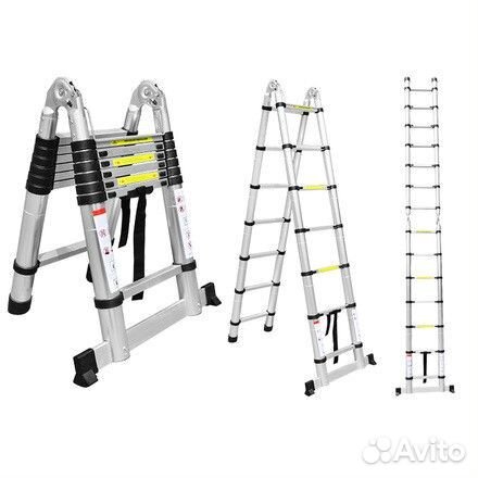 Лестница телескопическая алюмет dtlh3.1 двухсторонняя с шарниром 3,1+3,1 м dtlh 3.1