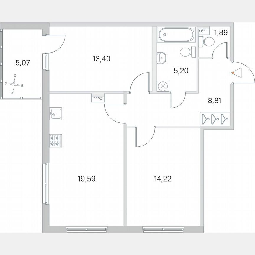 2-к. квартира, 65,7 м², 1/4 эт.