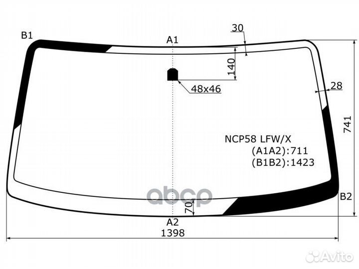 Стекло лобовое Toyota Probox 02-14 / Mazda Fami