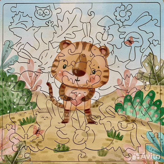 Детский деревянный пазл Мишка