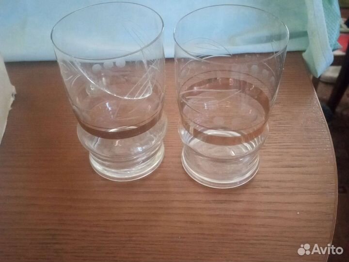 Стаканы СССР, цветное стекло, хрусталь