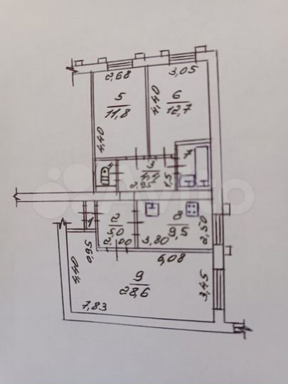 3-к. квартира, 77,1 м², 3/9 эт.