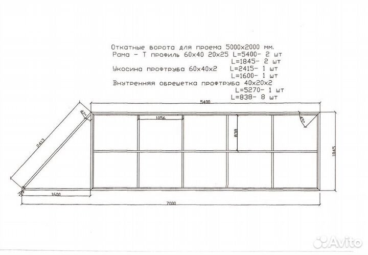 Комплект откатных ворот furniteсh проем 5х2