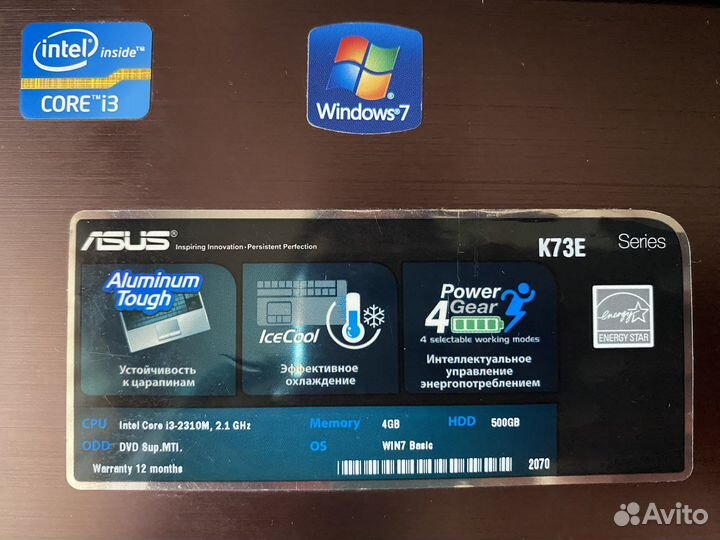 Ноутбук asus K73E