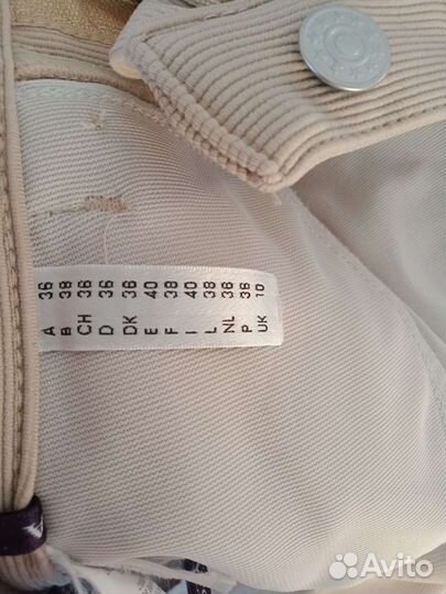 Брюки вельветовые новые кремового цвета