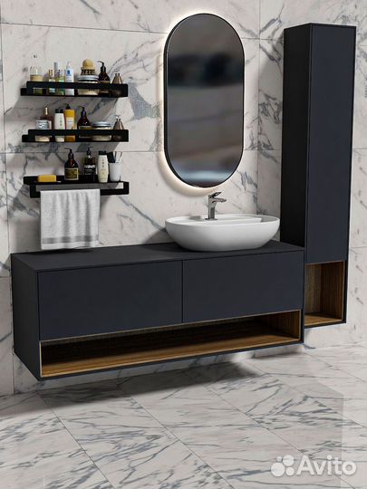 Полки для ванной, Freya, Чёрная, 50 см