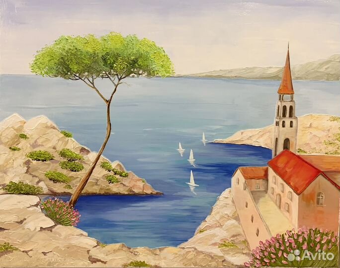 Картина морской пейзаж маслом на холсте