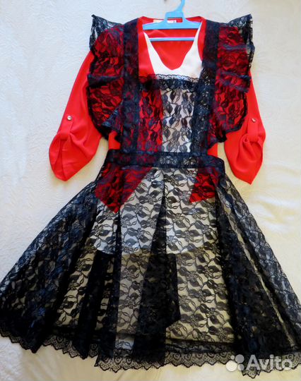 Фартук школьный гипюровый, новый почти 44-46