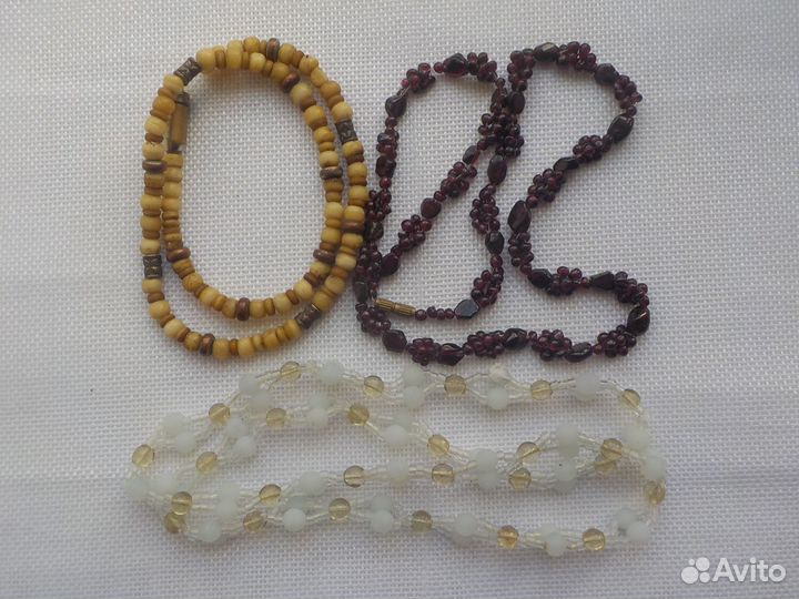 Бусы времен СССР 70-80 гг натуральные камни,кость