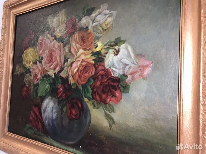 Старинная антикварная картина маслом на холсте