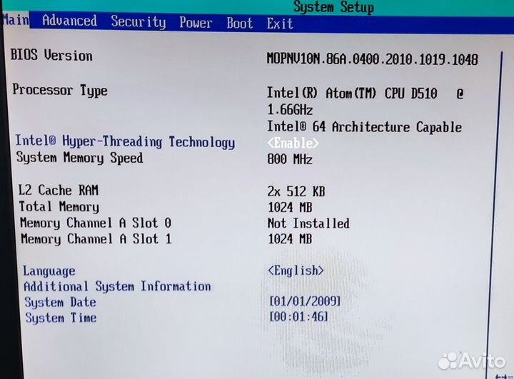 Материнская плата D510MO + 1Gb DDR2