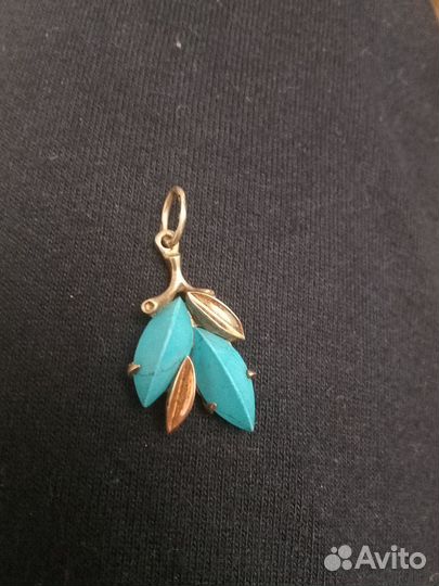 Ювелирный набор серебро вставки золото и бирюза