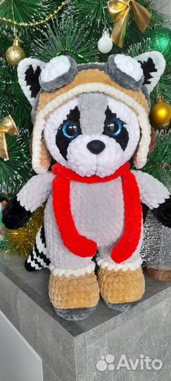 Вязаный плюшевый Енот ручная работа