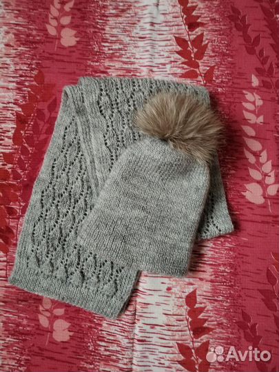 Женский шарф с шапкой. Пряжа Alize 30 шерсть