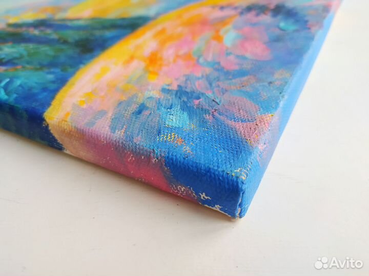 Картина маслом на холсте яркий пейзаж осень