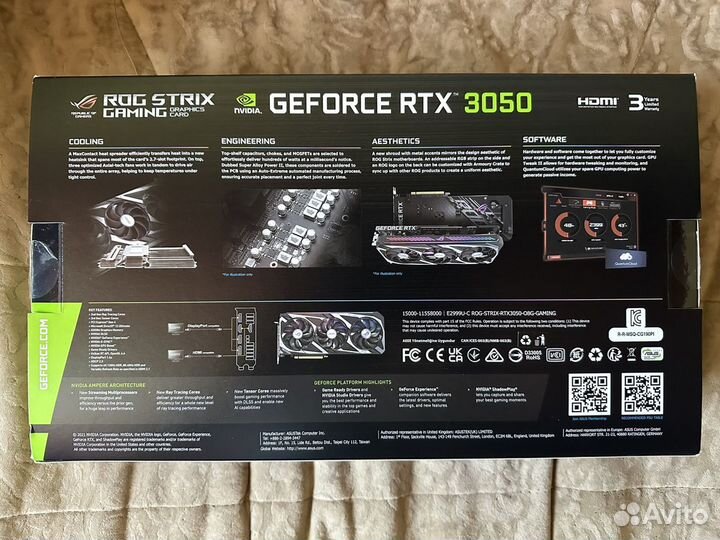 Видеокарта Asus ROG Strix GeForce RTX 3050 8GB