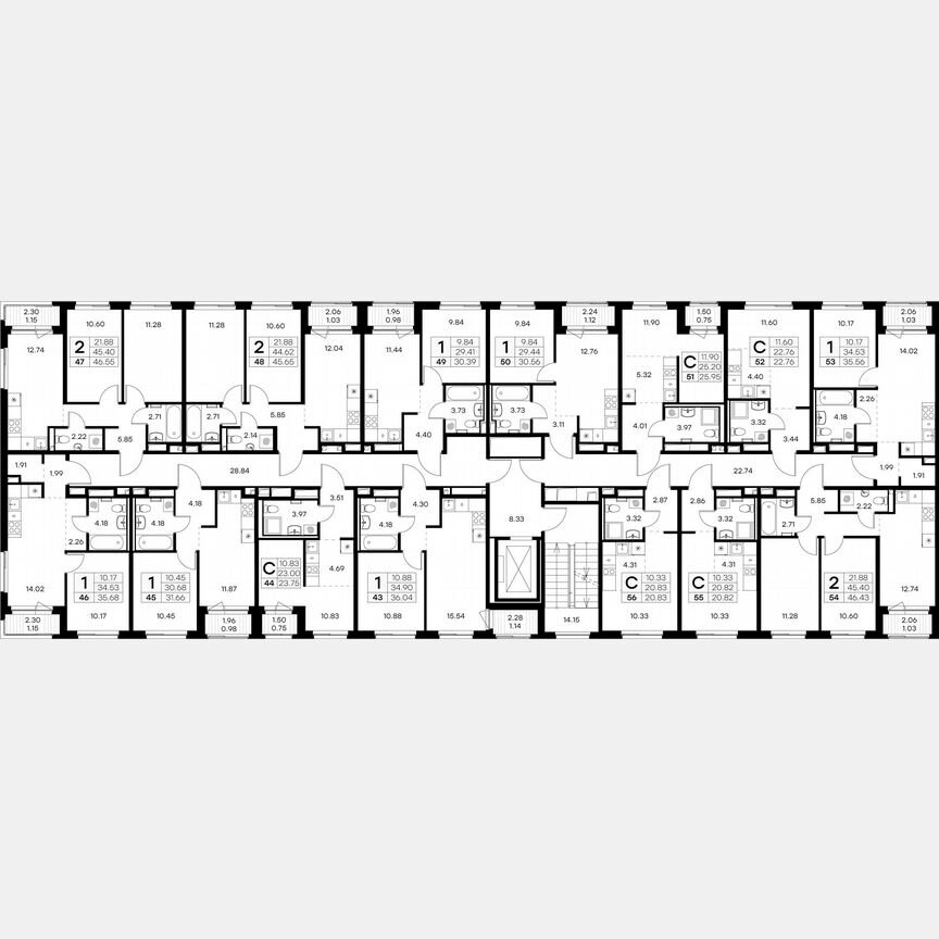 2-к. квартира, 45,7 м², 4/9 эт.