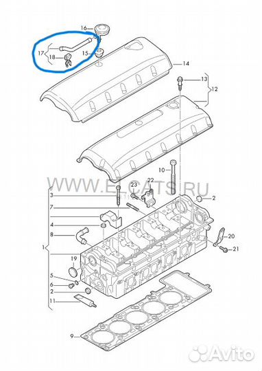 Трубка вентиляции картера Фольксваген Т5 2 5
