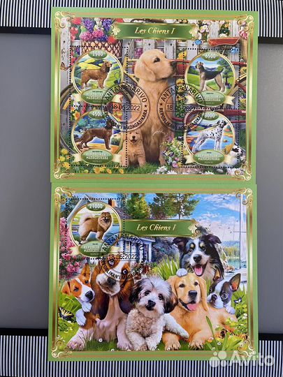 Марки кошки, собаки, космос