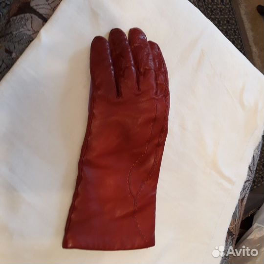 Кожаные красные перчатки Edmins утепленные р. 8