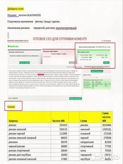 SEO оптимизация карточек на Wildberries / Ozon