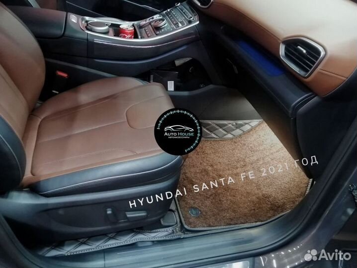 3D коврик из экокожи Hyundai Santa-Fe