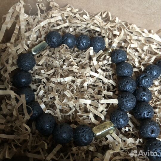 Браслет из лавы и бирюзы