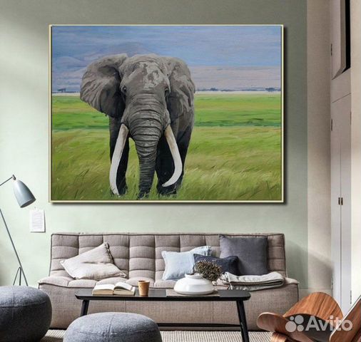 Картина маслом на холсте слон музейное качество