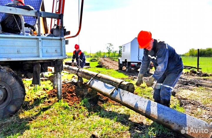 Установка столбов монтаж опор лэп от 10 шт